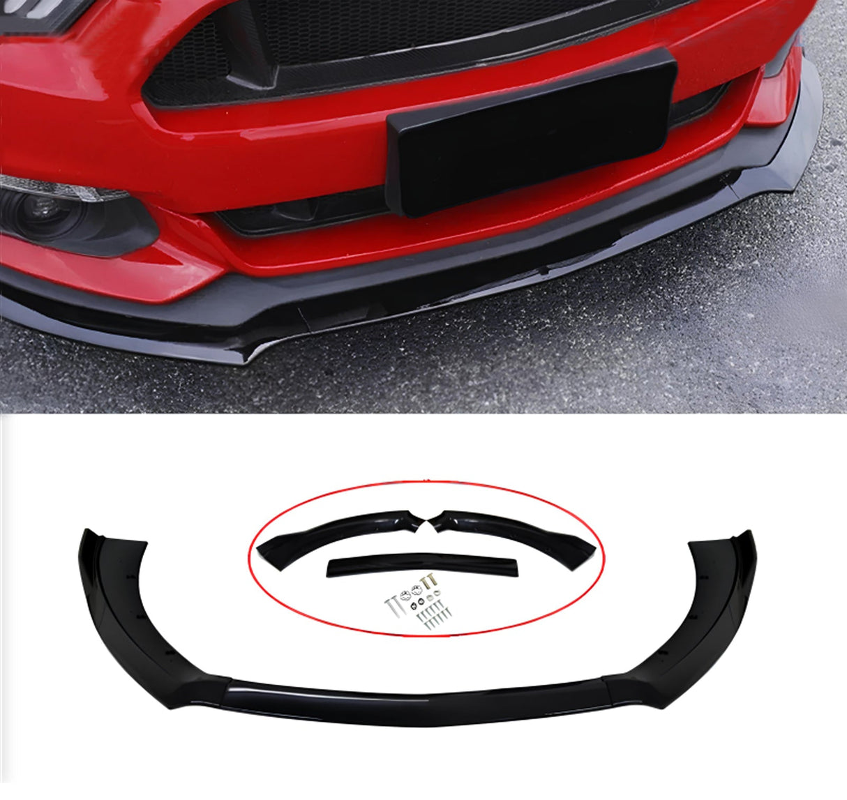 (Patented ABS) For 15-17 Ford Mustang Front Splitter Bumper Lip