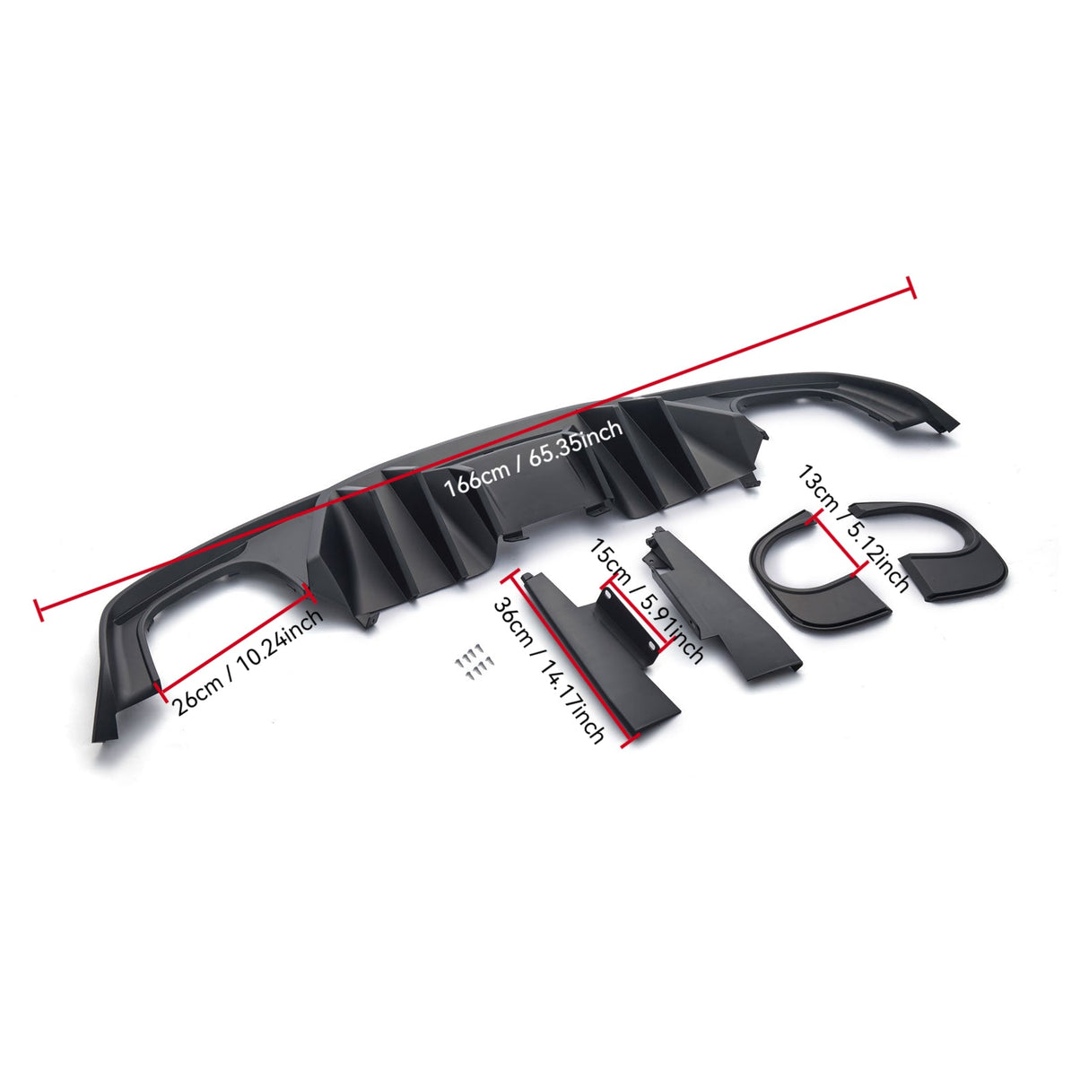 (Patented ABS) For 15-17 Ford Mustang Rear Bumper Diffuser B Style