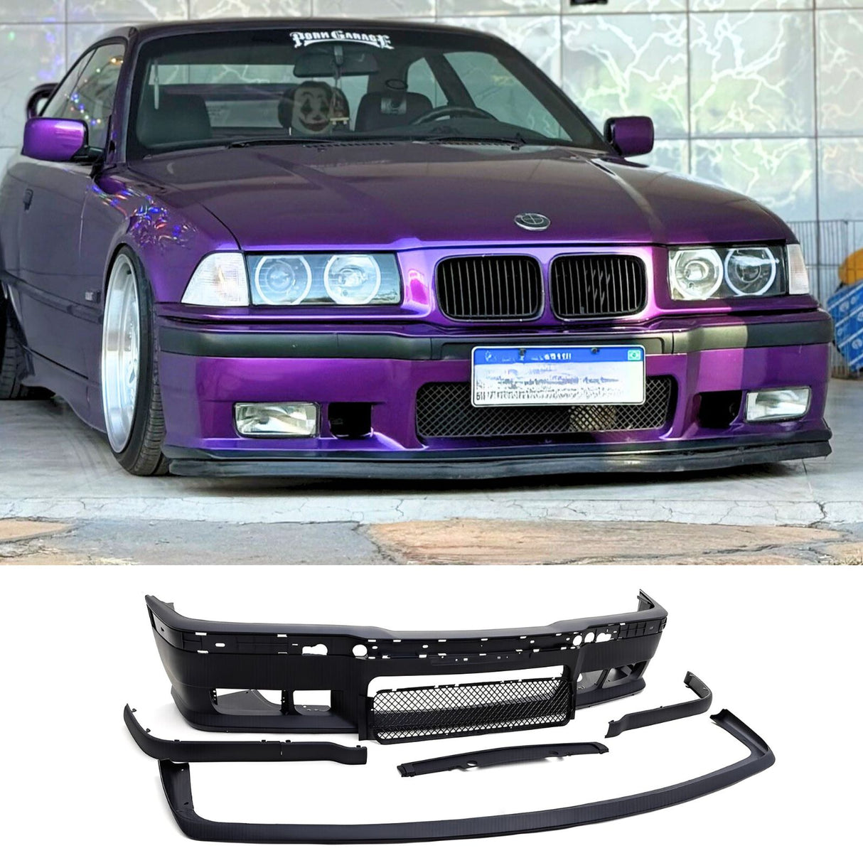 (Patented ABS) For 92-99 BMW E36 3 Series M3 Style Replacement Front Bumper Body Kit w/ Grille