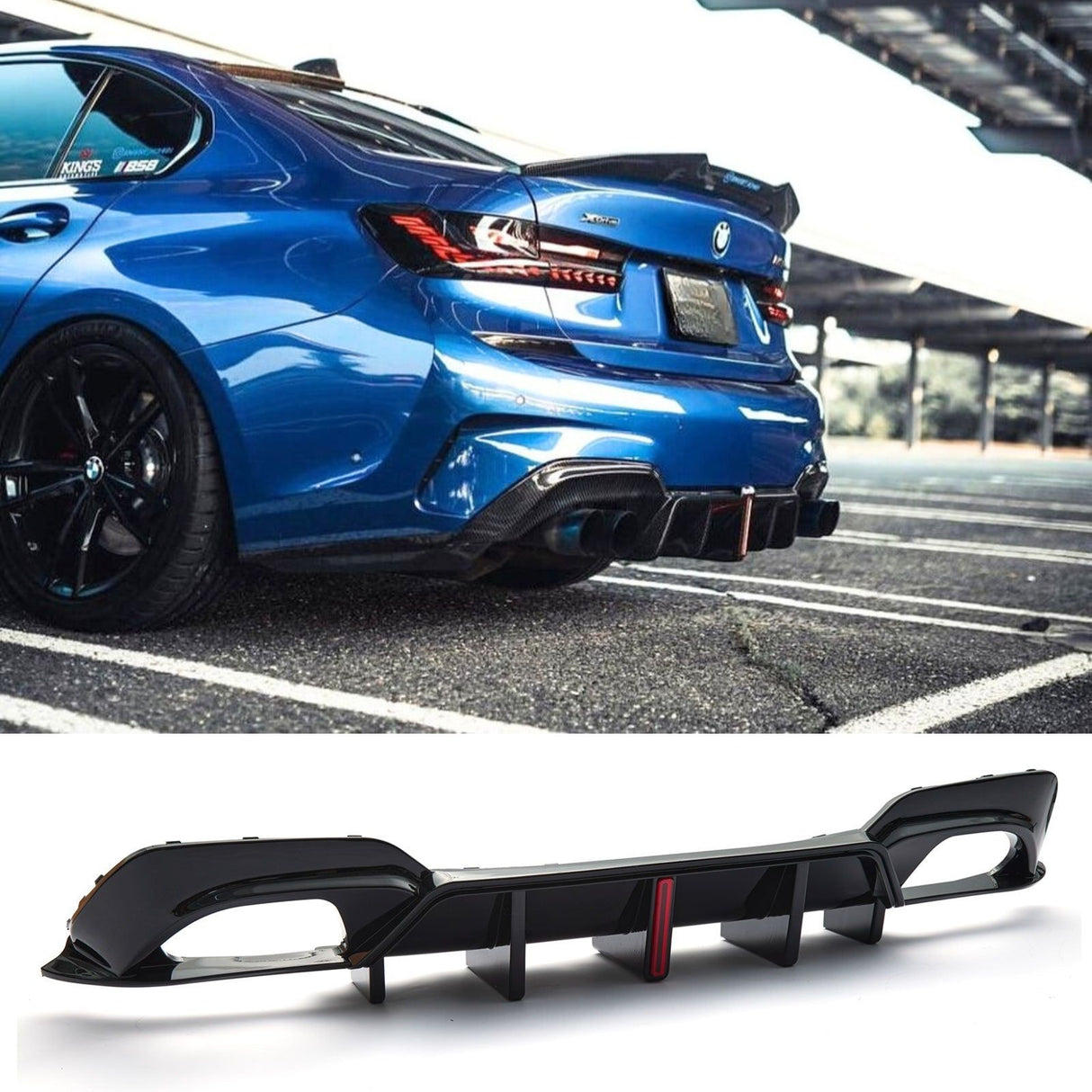 (Patented ABS) For 2019-2022 BMW 3 Series 330i M340i G20 M Sport LED Rear Diffuser