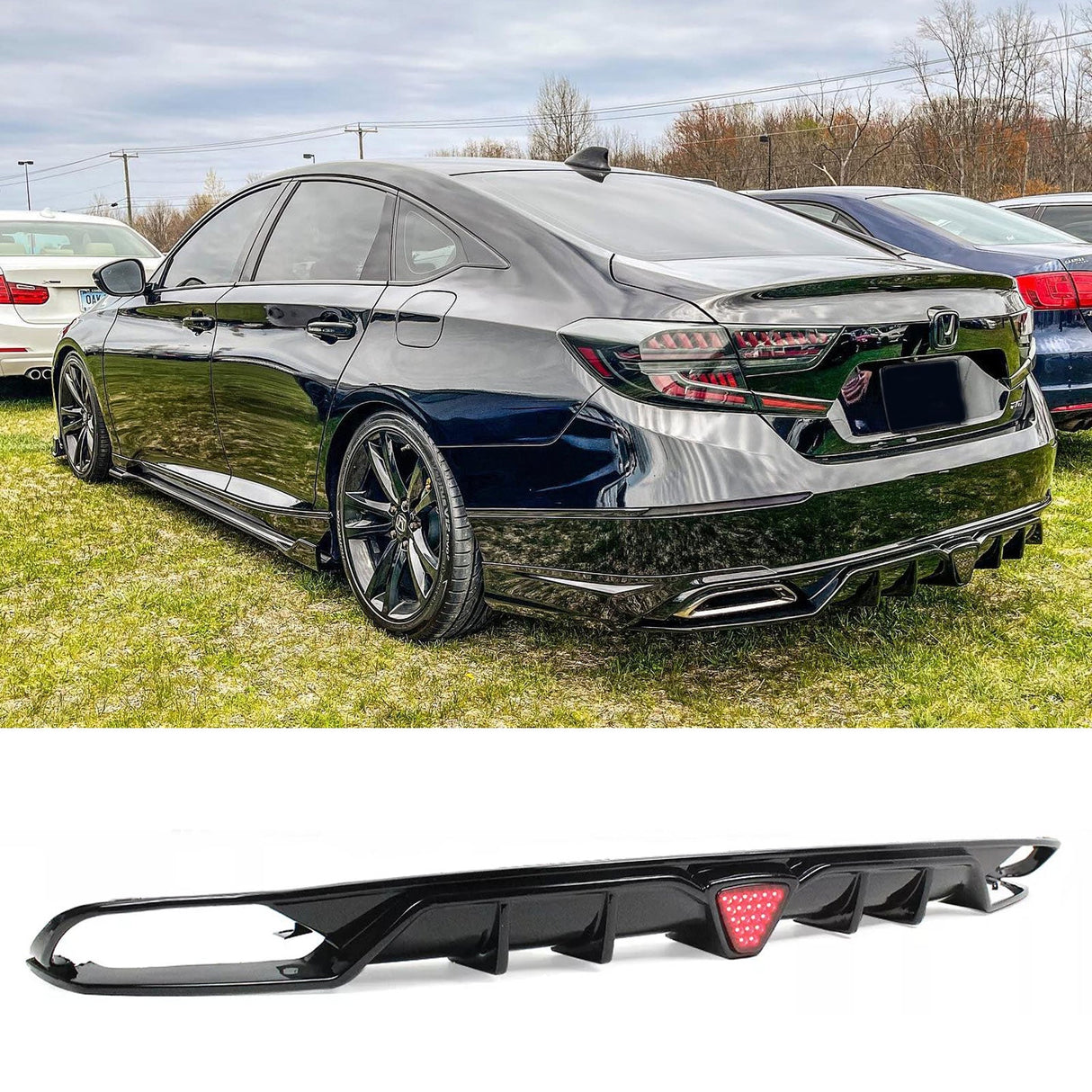 (Patented ABS) For 18-22 Accord W/LED Rear Bumper Diffuser