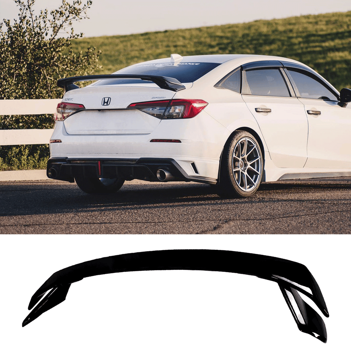 (Patented ABS) For 22-25 Civic 4Dr Sedan Rear Trunk Spoiler Wing HPD Style