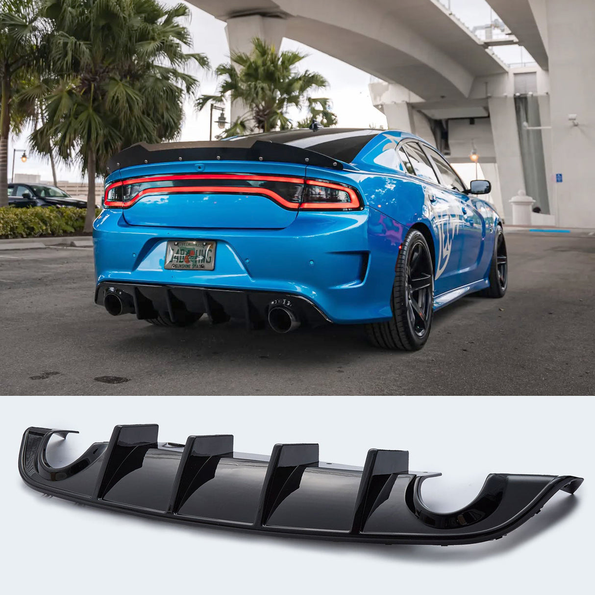 (Patented ABS) For 15-23 Dodge Charger SRT GT Rear Diffuser OE Style