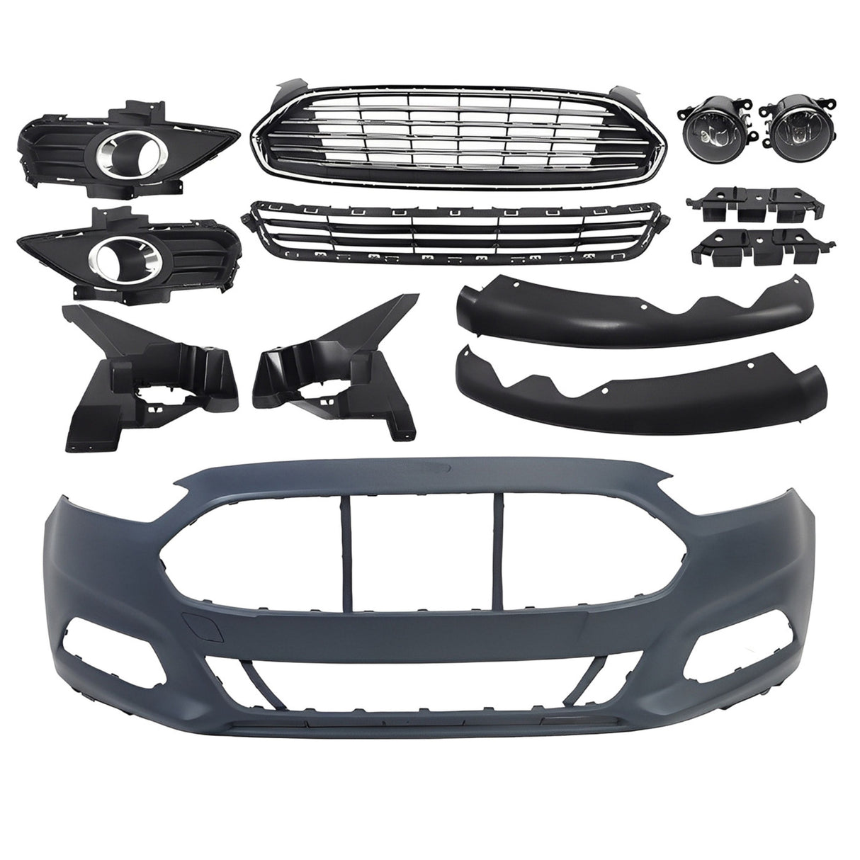 (Patented ABS) Front Bumper Cover & Grill W/ Fog Light Covers For 2013-2016 Ford Fusion