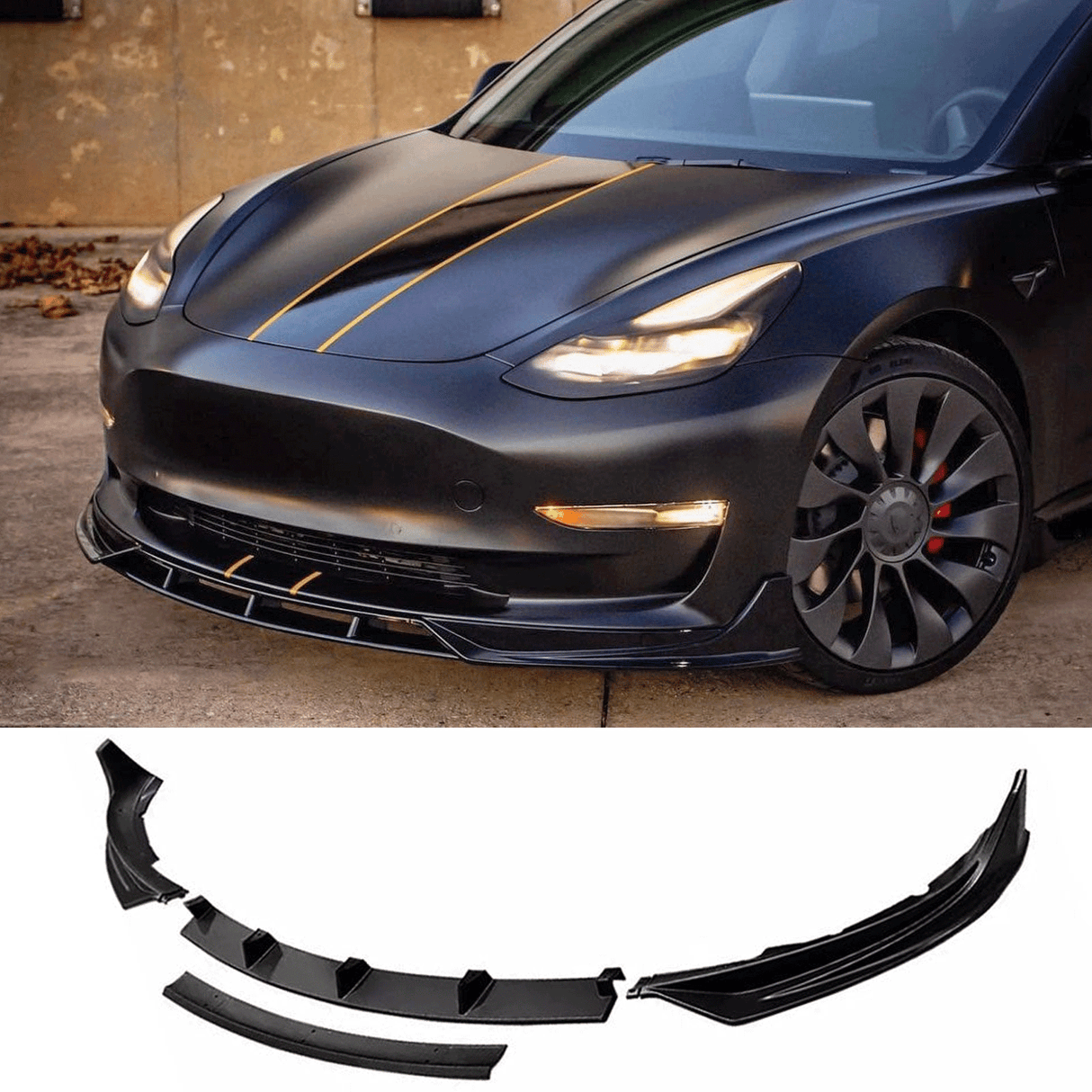 (Patented ABS) For 17-23 Tesla Model 3 Front Bumper Lip Splitter 4pcs