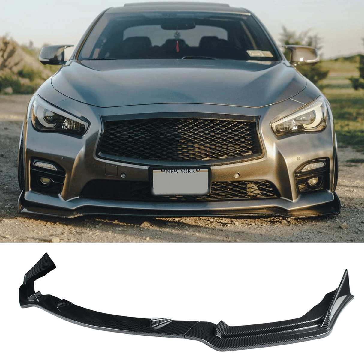 (Patented ABS) For 14-17 Infiniti Q50 Sport Model Front Bumper Lip
