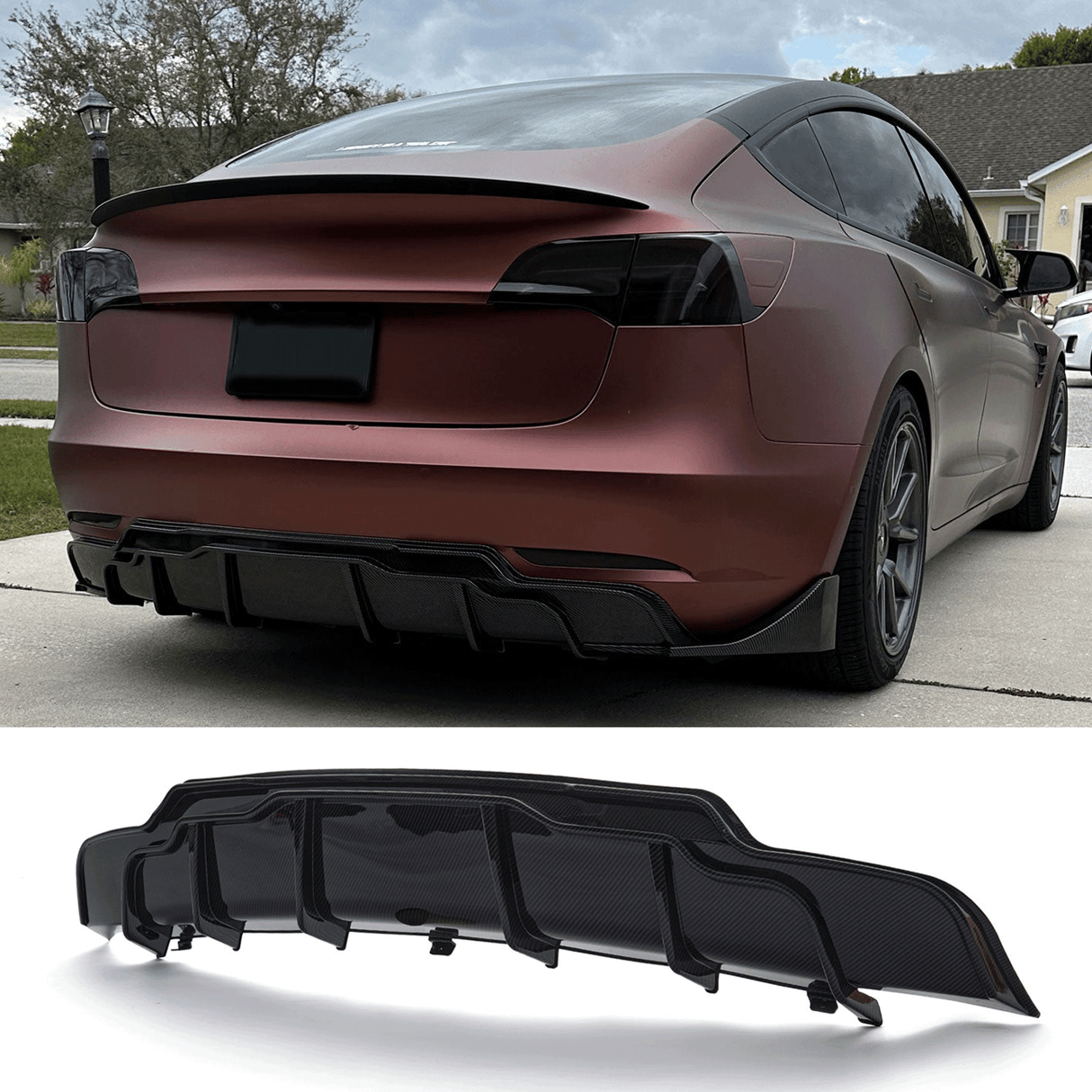 (Patented ABS) For 17-23 Tesla Model 3 Rear Diffuser