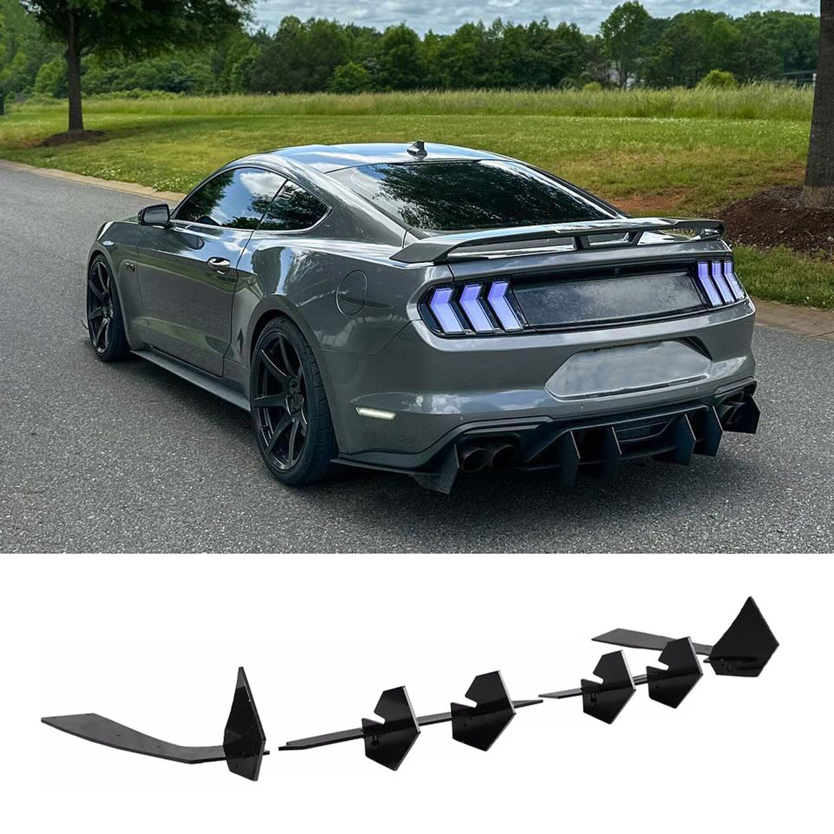 (Patented ABS) For 18-23 Ford Mustang Rear Bumper Diffuser Kit
