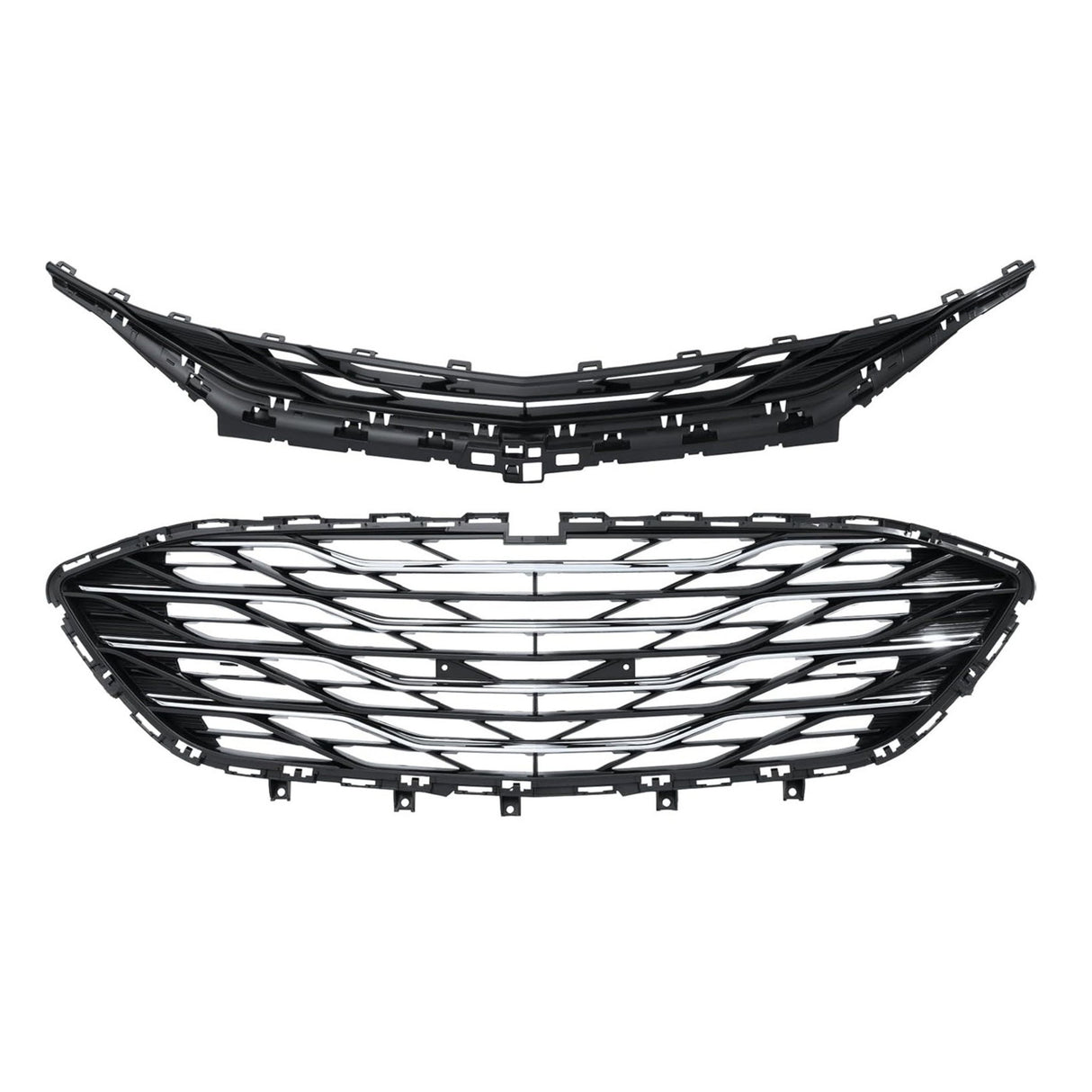 (Patented ABS) For 2019-2024 Chevy Malibu Front Bumper Cover Upper & Lower Grille Fog Light Set