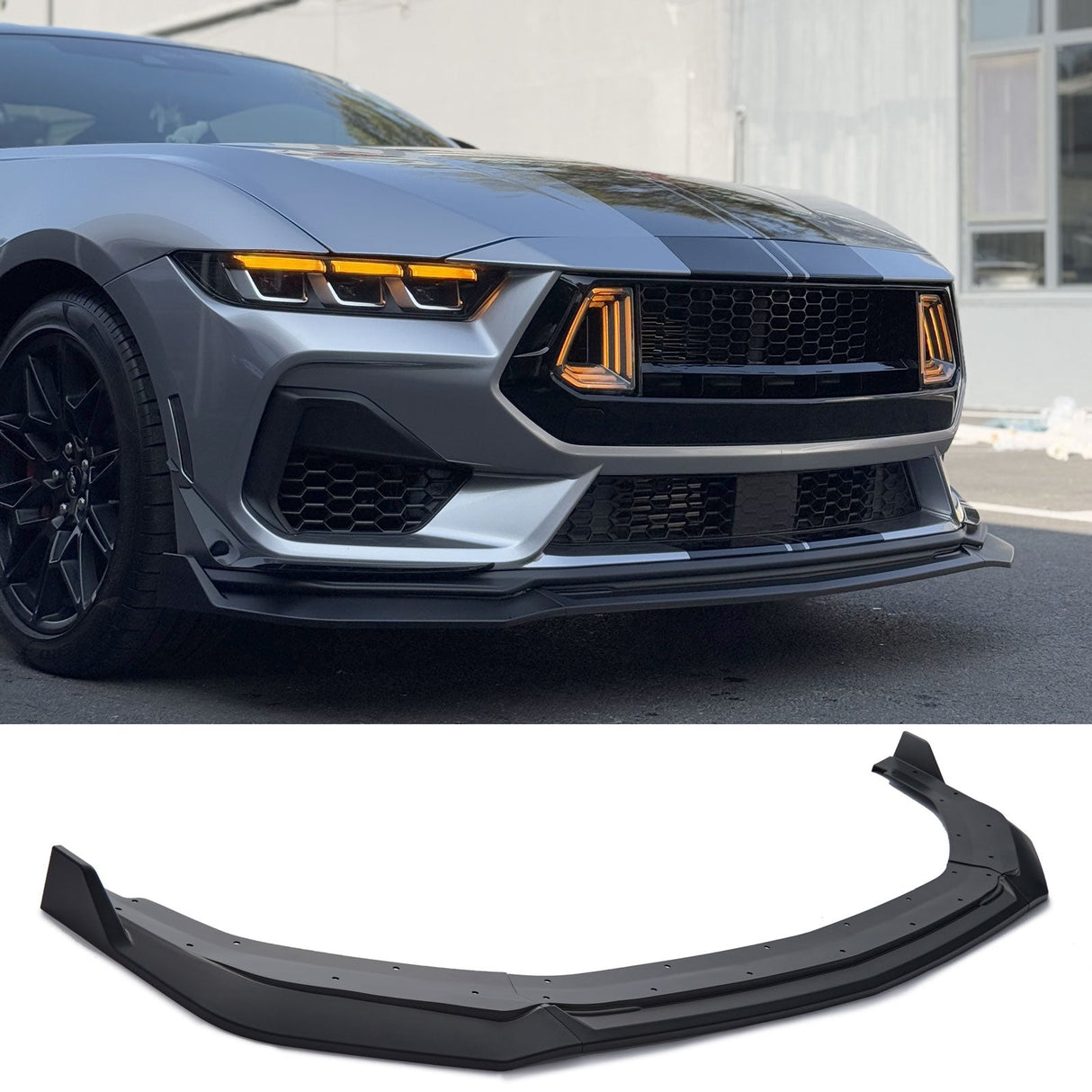 (Patented ABS) For 24-25 Ford Mustang EcoBoost GT Front Bumper Lip Splitter 3PCS