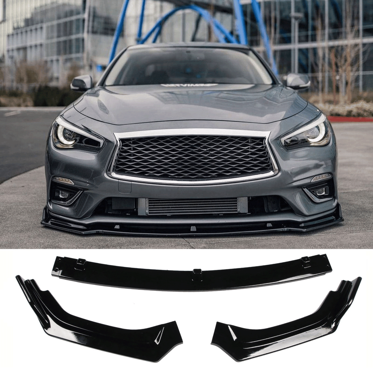 (Patented ABS) For 18-24 Infiniti Q50 Base Luxe Front Bumper Lip