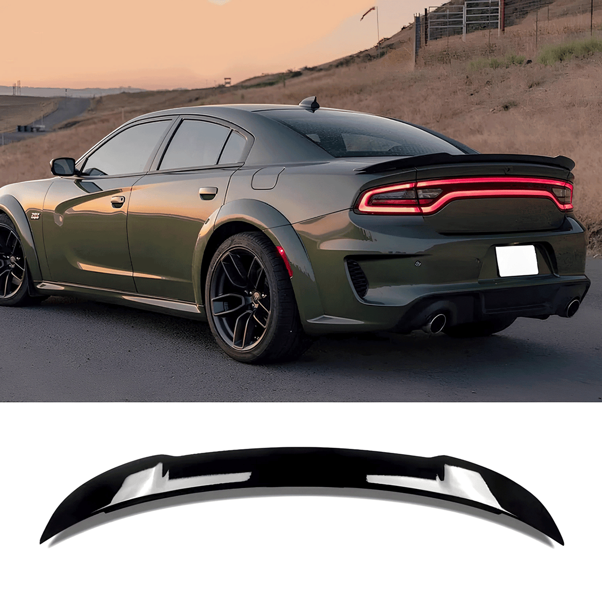 (Patented ABS) For 11-23 Dodge Charger SRT Hellcat Style Rear Trunk Spoiler Wing