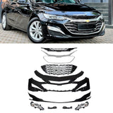 (Patented ABS) For 2019-2024 Chevy Malibu Front Bumper Cover Upper & Lower Grille Fog Light Set