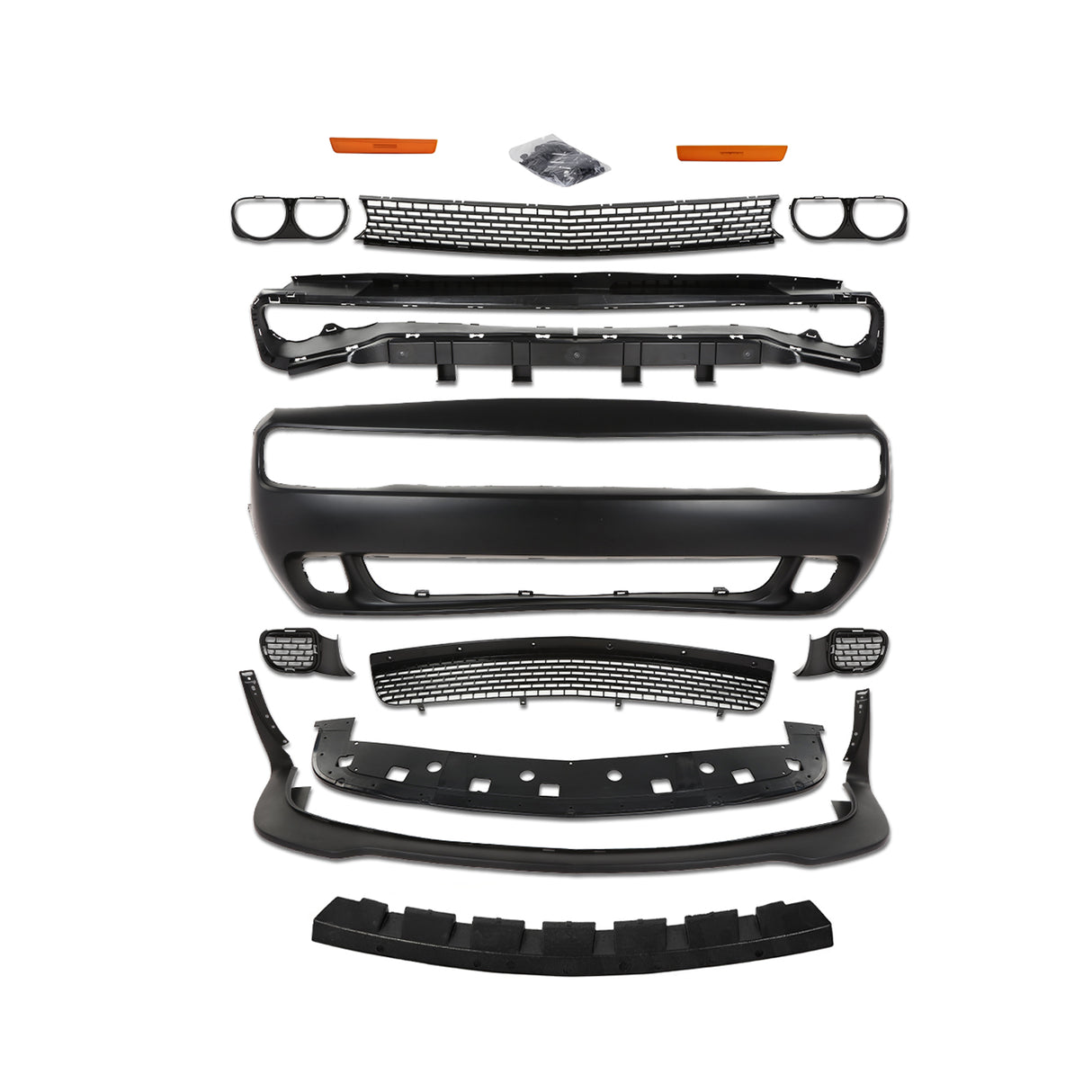 (Patented ABS) For 2015-2023 Dodge Challenger Full Front Bumper Cover Grille Lip Hellcat Style