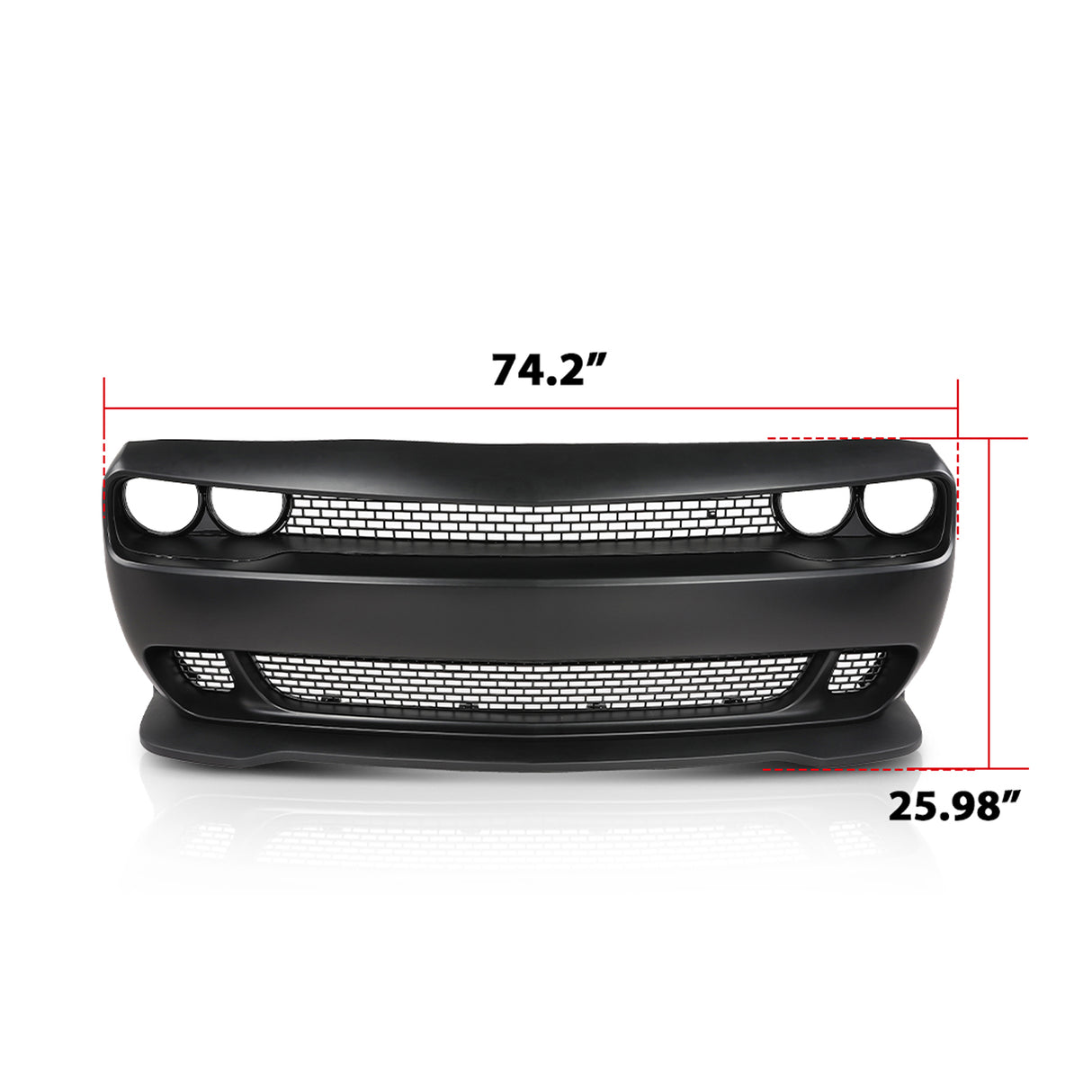 (Patented ABS) For 2015-2023 Dodge Challenger Full Front Bumper Cover Grille Lip Hellcat Style