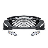 (Patented ABS) For 2019-2024 Chevy Malibu Front Bumper Cover Upper & Lower Grille Fog Light Set