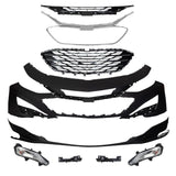 (Patented ABS) For 2019-2024 Chevy Malibu Front Bumper Cover Upper & Lower Grille Fog Light Set