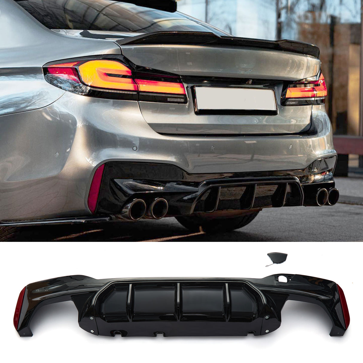 (Patented ABS) For 17-23 BMW 5 Series G30 G31 G38 M Sport Rear Diffuser M5 Style