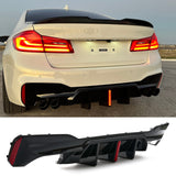 (Patented ABS) For 17-23 BMW 5 Series G30 G31 G38 M Sport Rear Diffuser With LED