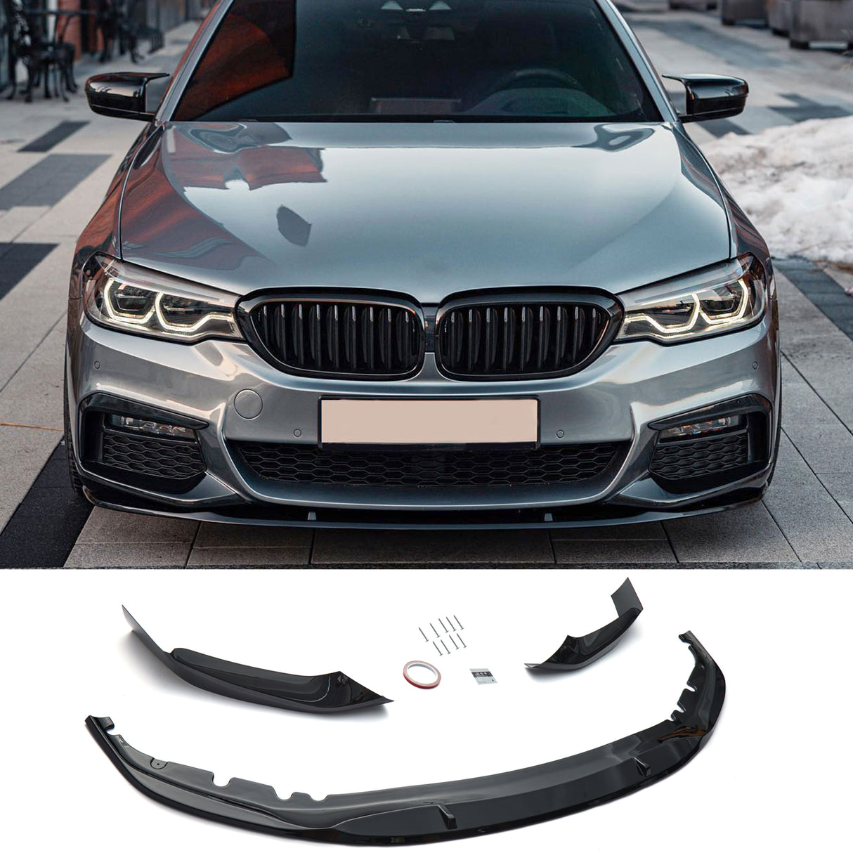 (Patented ABS) For 17-20 BMW 5 Series G30 M Sport Front Bumper Lip MP Style
